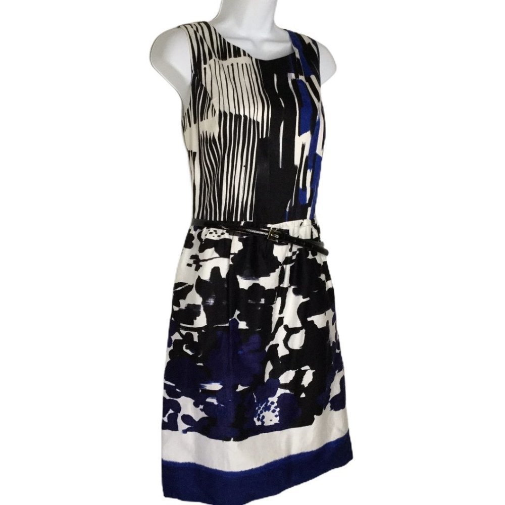 Ellen Tracy Sleeveless Graphic Print Fit and Flare Dress Sz 10 - Picture 3 of 11